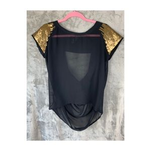 Sheer gold shoulder blouse
